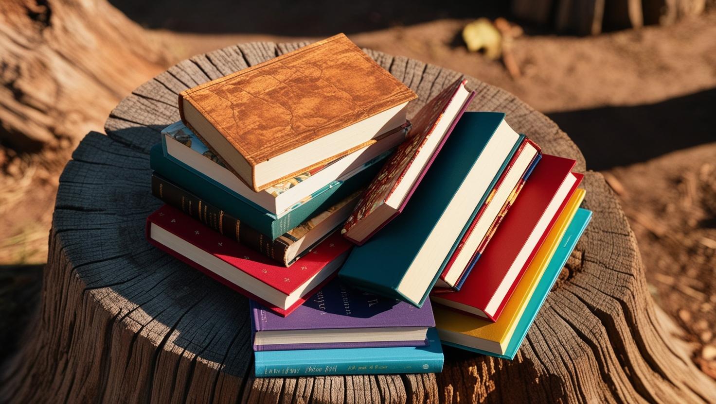 切り株の上の本